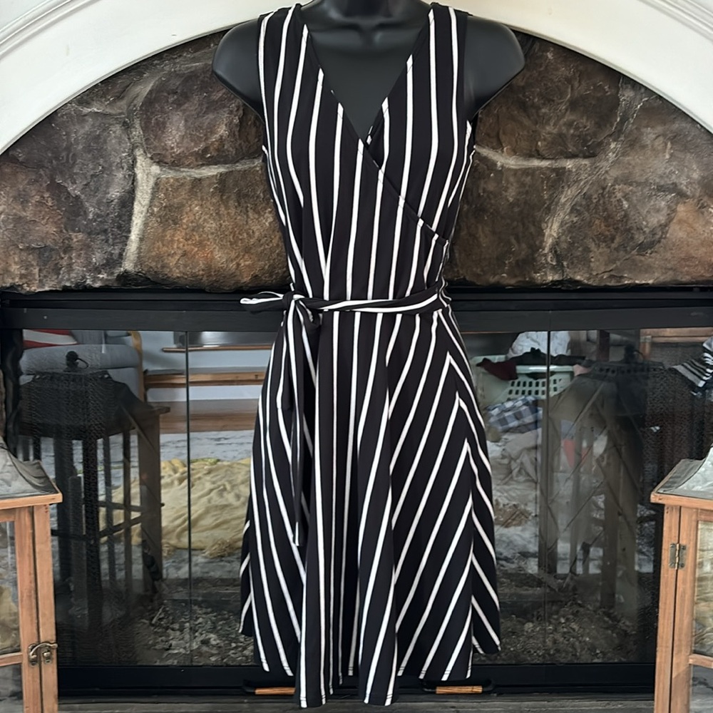 Rebel Sugar black and white striped sleeveless dress size S/P
